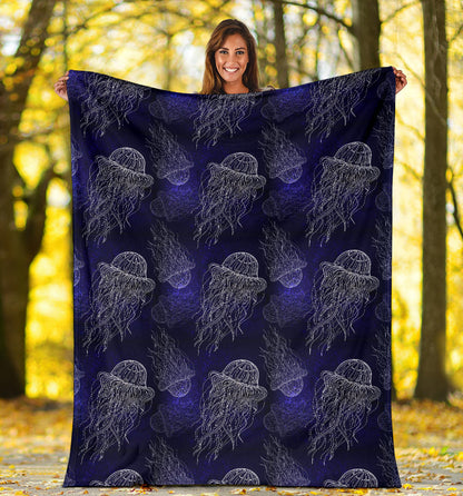 Jellyfish Pattern Print Design 02 Premium Blanket