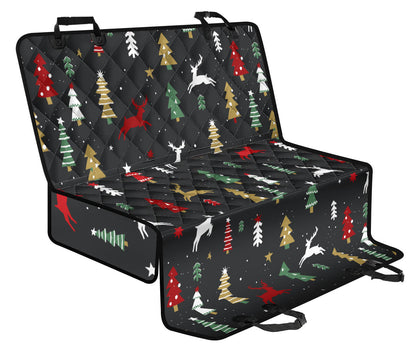 Christmas Tree Deer Style Pattern Print Design 03 Rear Dog Car Seat Cover Hammock