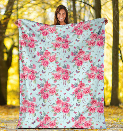Camellia Pattern Print Design 01 Premium Blanket