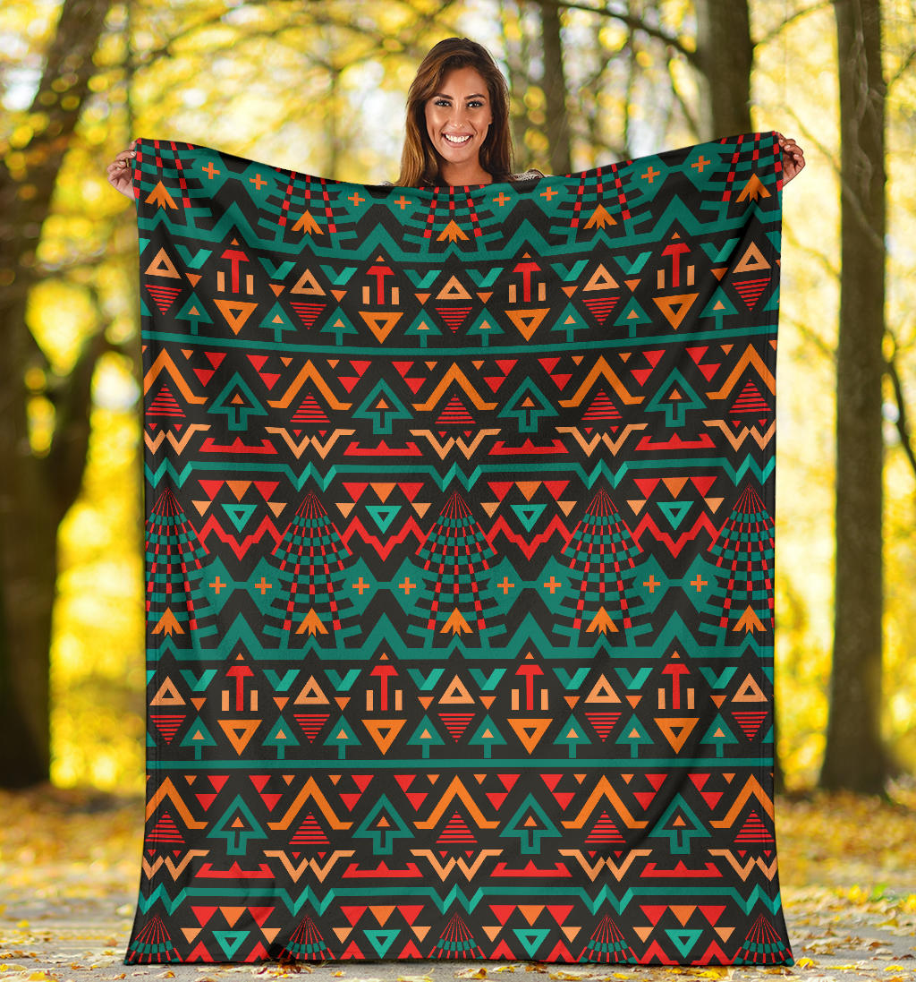 Aztec Pattern Print Design 04 Premium Blanket