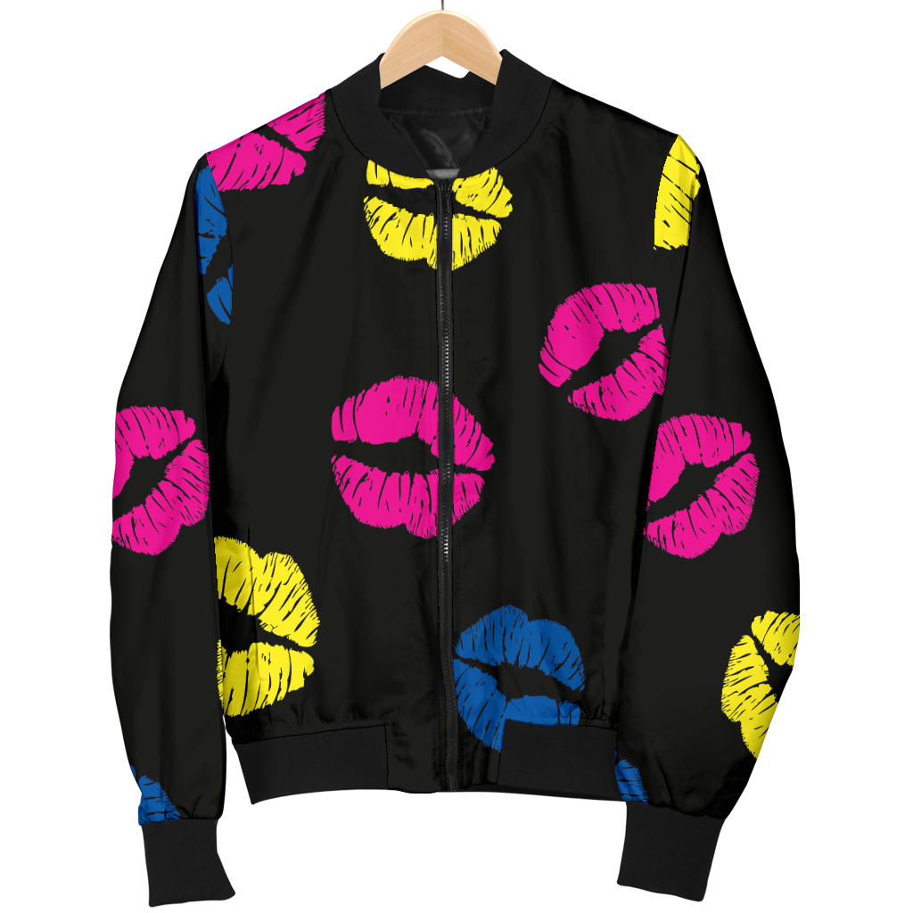Lip Neon Color Pattern Print Design 01 Men Bomber Jacket