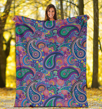 Paisley Colorful Pattern Print Design A02 Premium Blanket