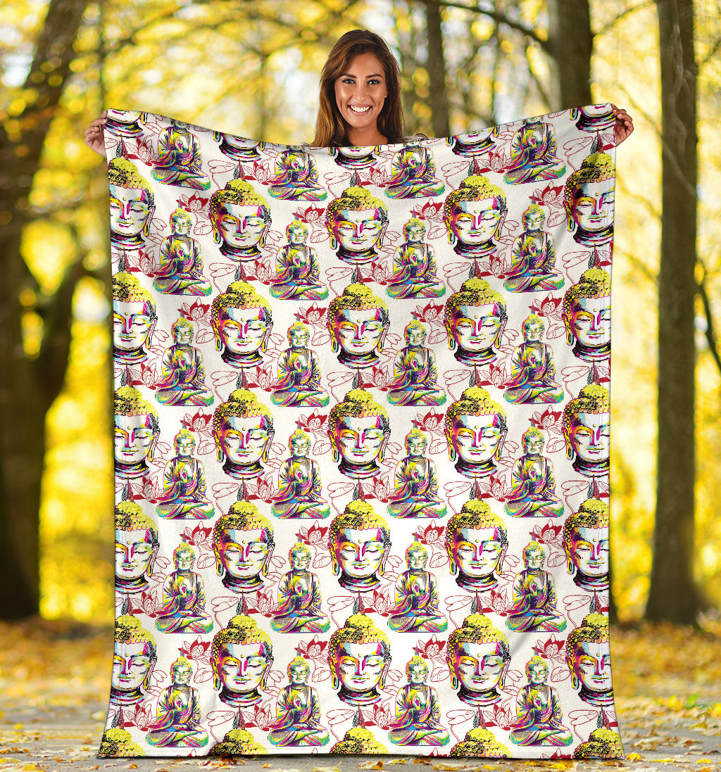 Buddha Pattern Print Design 06 Premium Blanket