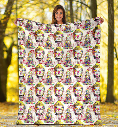 Buddha Pattern Print Design 06 Premium Blanket