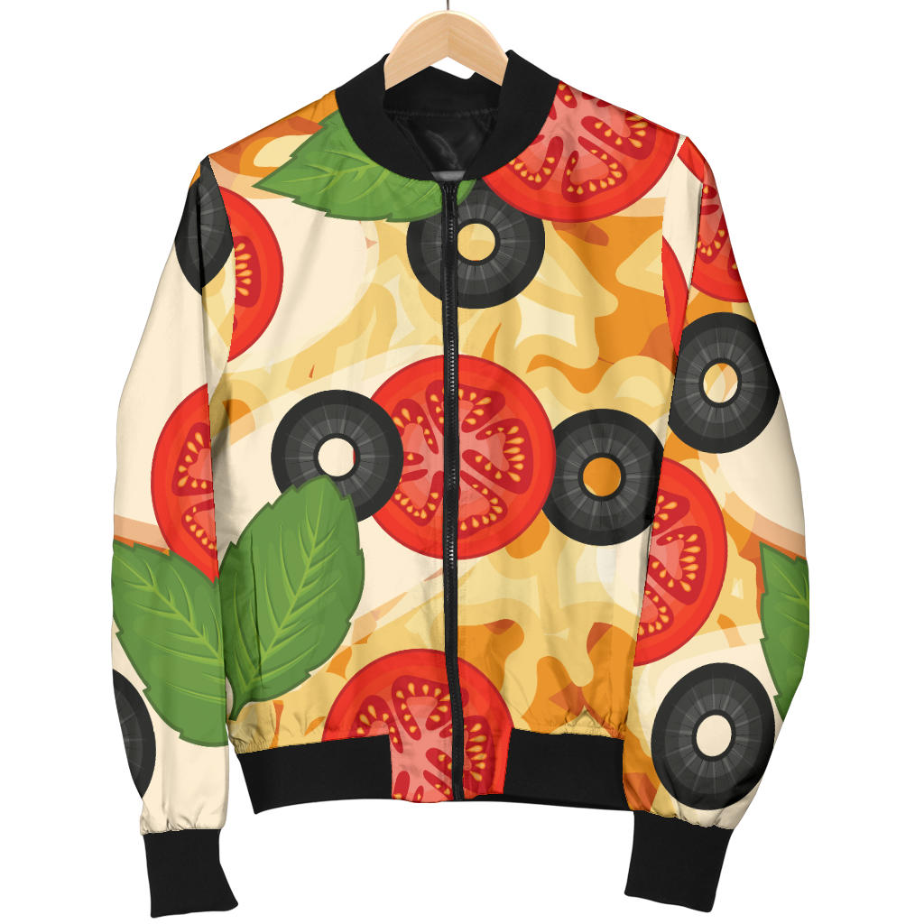 Pizza Pattern Print Design A05 Men Bomber Jacket