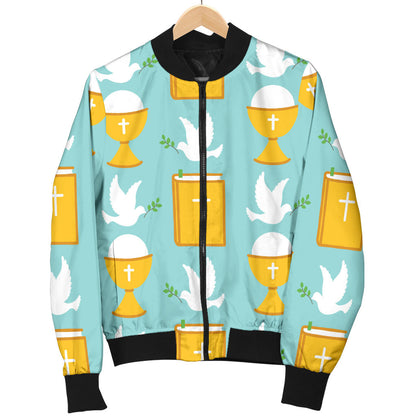 Christian Pattern Print Design 02 Men Bomber Jacket