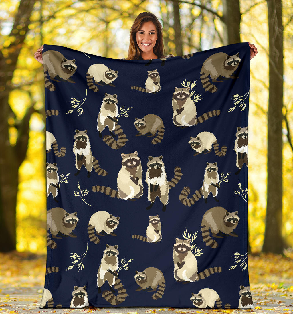 Raccoon Pattern Print Design A06 Premium Blanket