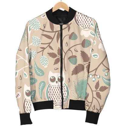 Owl Pattern Print Design A02 Men Bomber Jacket
