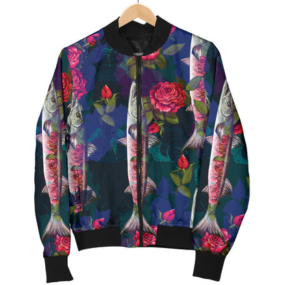Barracuda with Folwer Pattern Print Design 01 Men Bomber Jacket