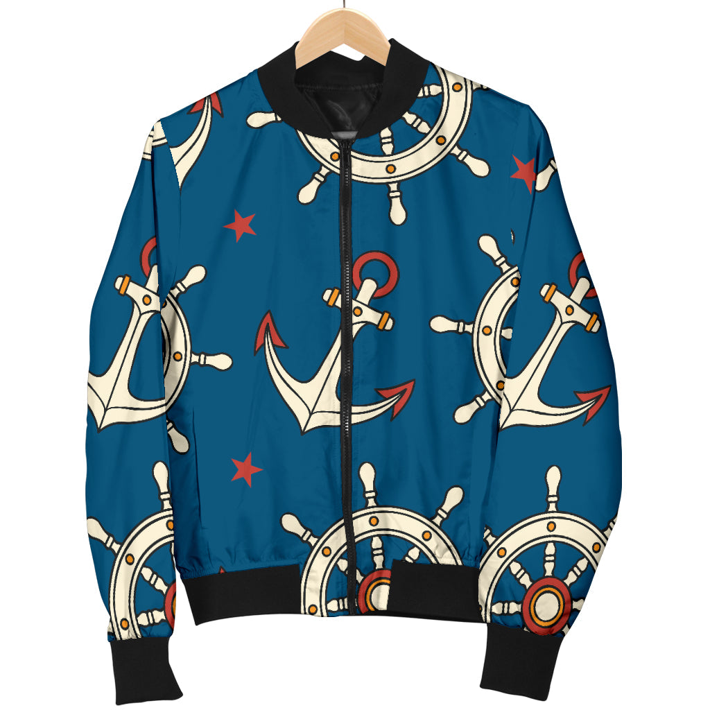 Anchor Pattern Print Design 02 Men Bomber Jacket