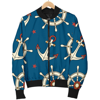 Anchor Pattern Print Design 02 Men Bomber Jacket