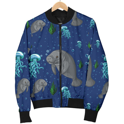 Manatee Pattern Print Design 01 Men Bomber Jacket