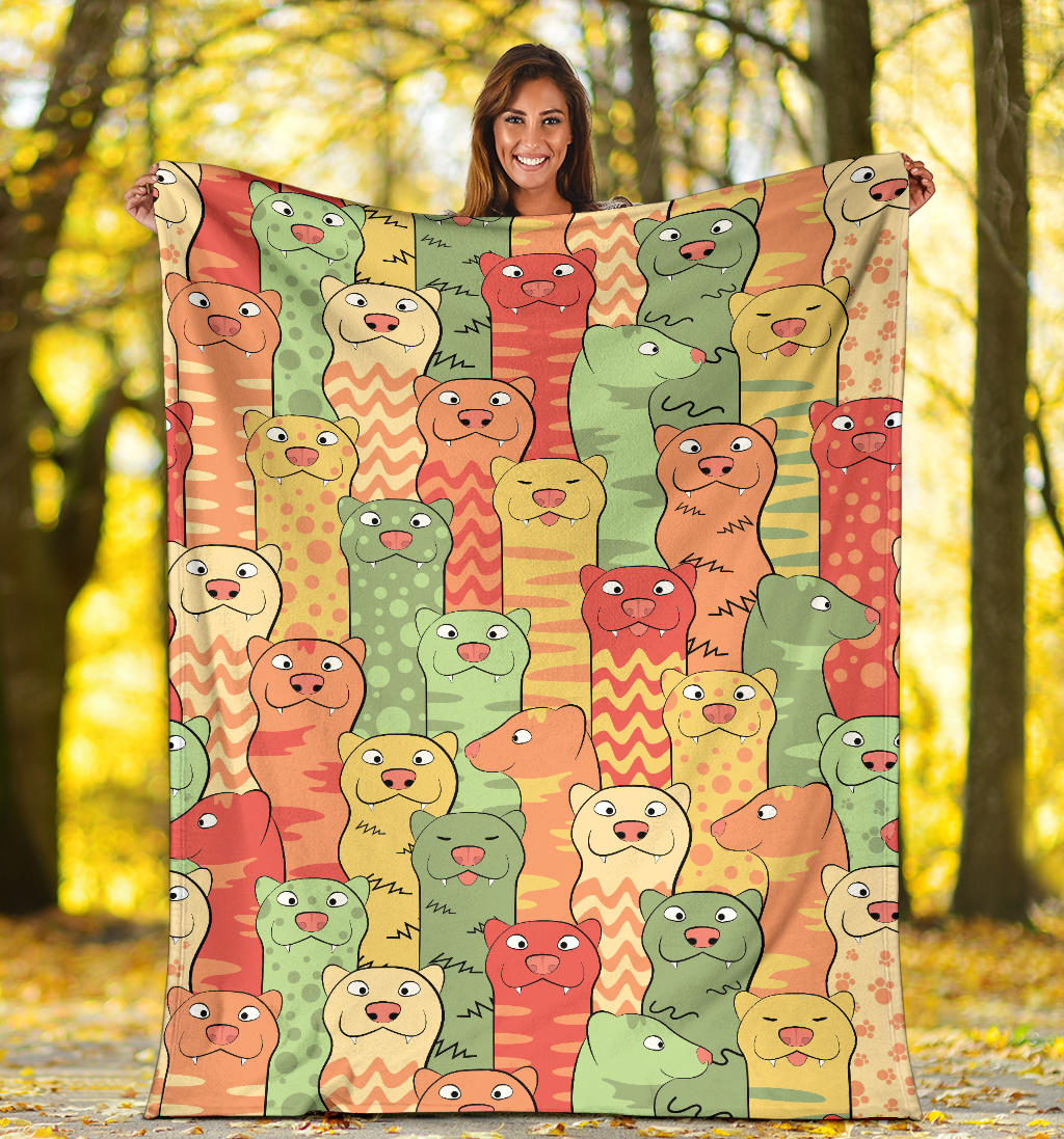 Ferret Pattern Print Design 01 Premium Blanket