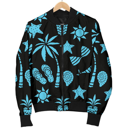 Beach Scene Pattern Print Design 03 Men Bomber Jacket