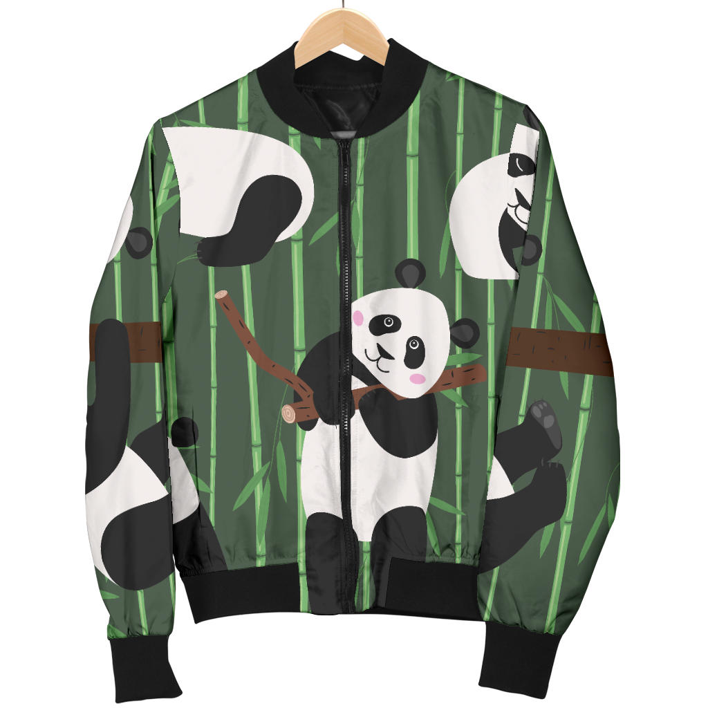 Panda Pattern Print Design A04 Men Bomber Jacket