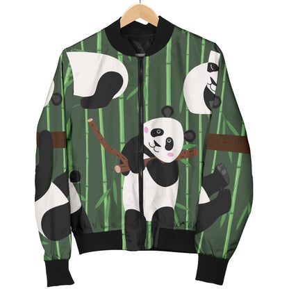 Panda Pattern Print Design A04 Men Bomber Jacket