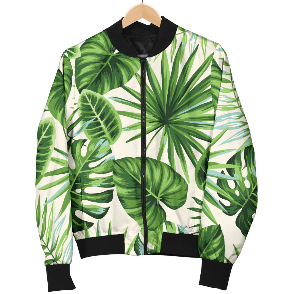 Palm Leaf Pattern Print Design A01 Men Bomber Jacket