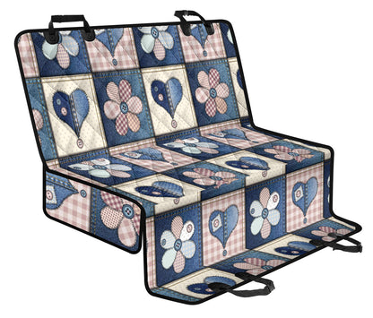 Patchwork Heart Flower Pattern Print Design 01 Rear Dog Car Seat Cover Hammock