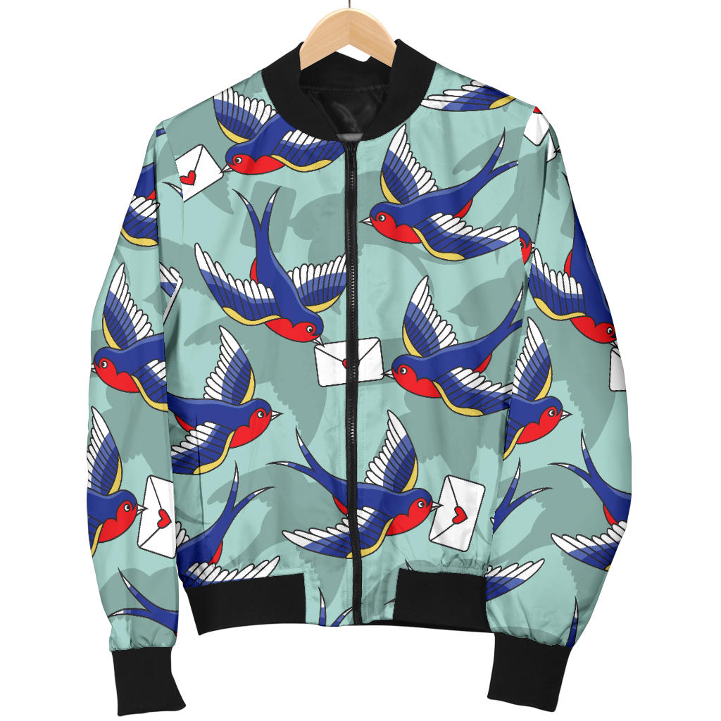Swallow Bird Pattern Print Design 02 Men Bomber Jacket
