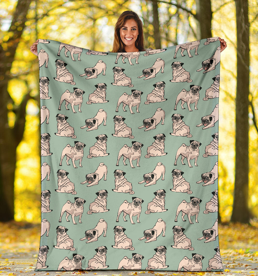 Pug Pattern Print Design A01 Premium Blanket
