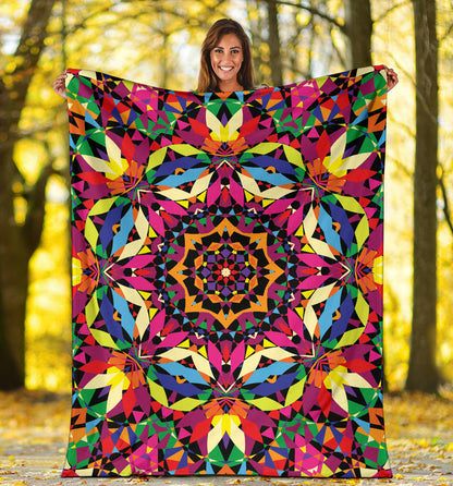 Kaleidoscope Pattern Print Design 02 Premium Blanket