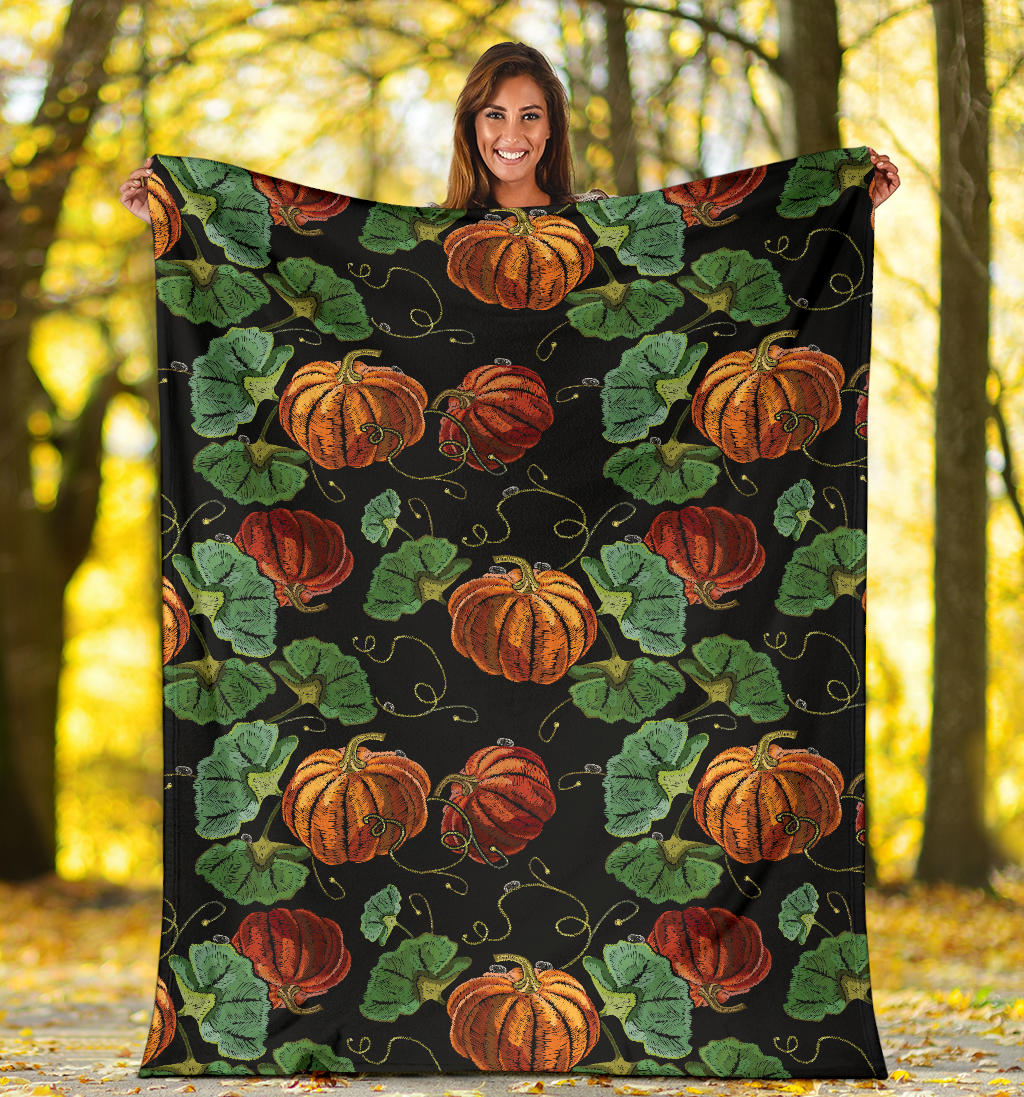 Pumpkin Pattern Print Design A02 Premium Blanket
