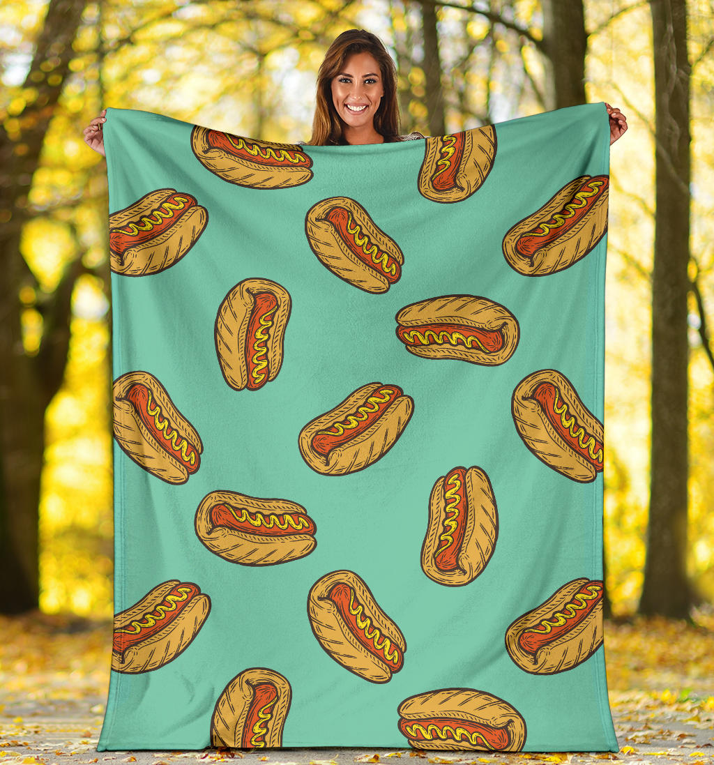 Hot Dog Pattern Print Design 04 Premium Blanket