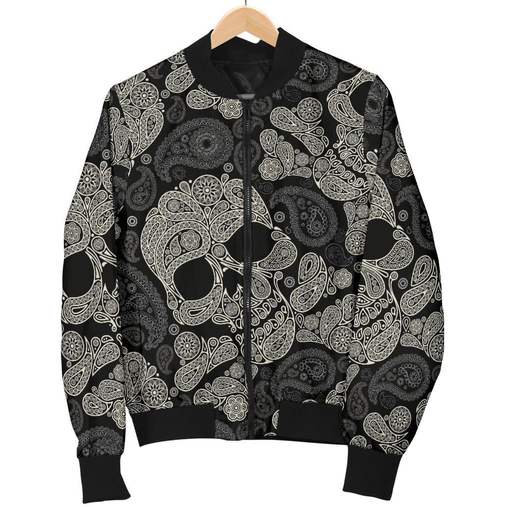 Paisley Skull Pattern Print Design A01 Men Bomber Jacket
