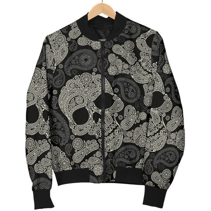 Paisley Skull Pattern Print Design A01 Men Bomber Jacket