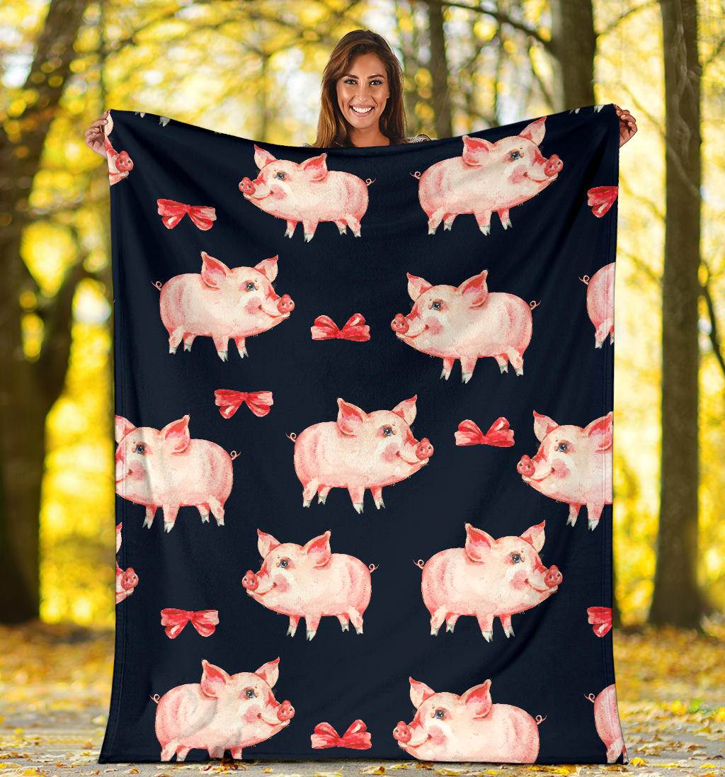 Pig Cute Pattern Print Design 02 Premium Blanket