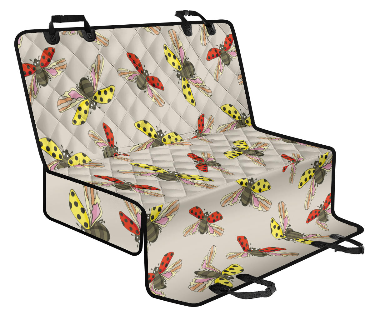 Ladybug Pattern Print Design 04 Rear Dog Car Seat Cover Hammock