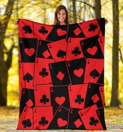 Poker Cards Pattern Print Design A01 Premium Blanket