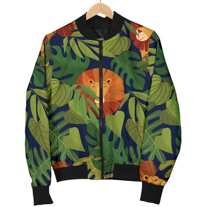 Lion Jungle Pattern Print Design 05 Men Bomber Jacket