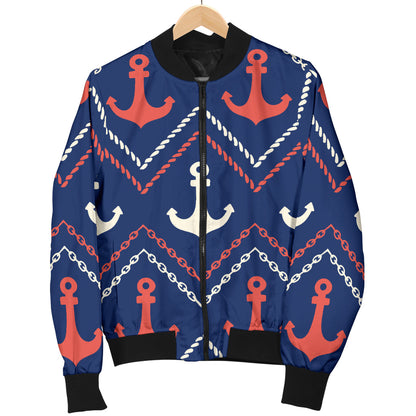 Anchor Pattern Print Design 07 Men Bomber Jacket