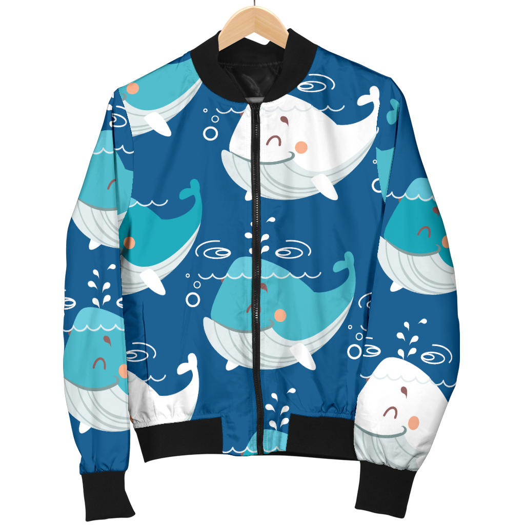 Blue Whale Pattern Print Design 01 Men Bomber Jacket