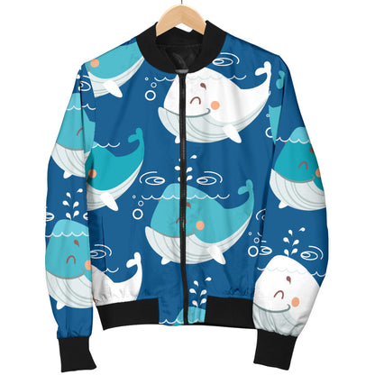 Blue Whale Pattern Print Design 01 Men Bomber Jacket