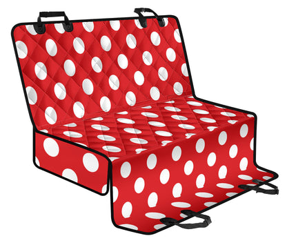 Polka Dot Red Pattern Print Design 04 Rear Dog Car Seat Cover Hammock