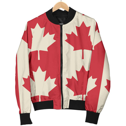 Maple Leaf Pattern Print Design 02 Men Bomber Jacket