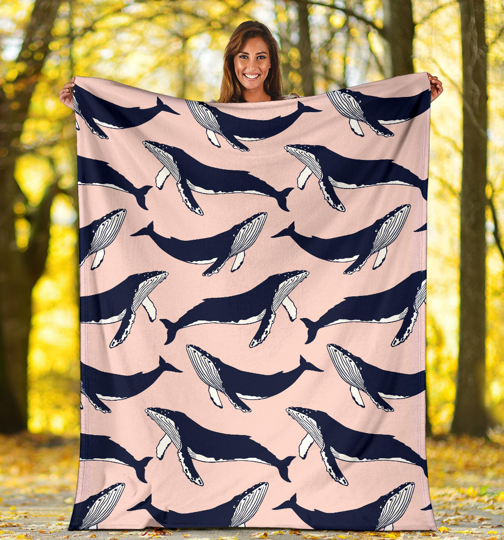 Humpback Whale Pattern Print Design 02 Premium Blanket