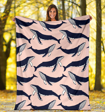 Humpback Whale Pattern Print Design 02 Premium Blanket