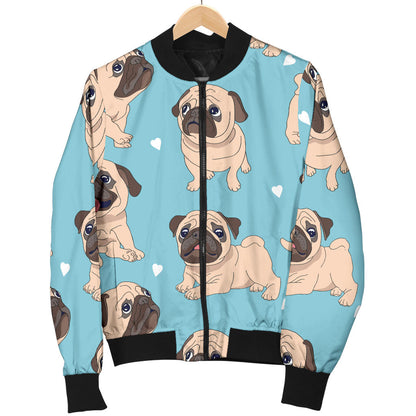 Pug Pattern Print Design A03 Men Bomber Jacket