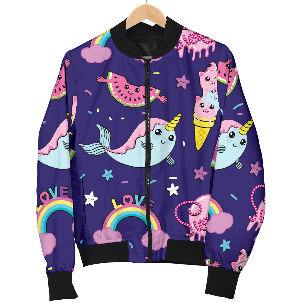 Narwhal Cute Pattern Print Design 02 Men Bomber Jacket