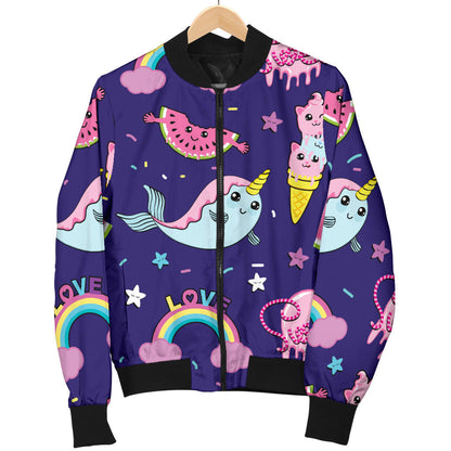 Narwhal Cute Pattern Print Design 02 Men Bomber Jacket