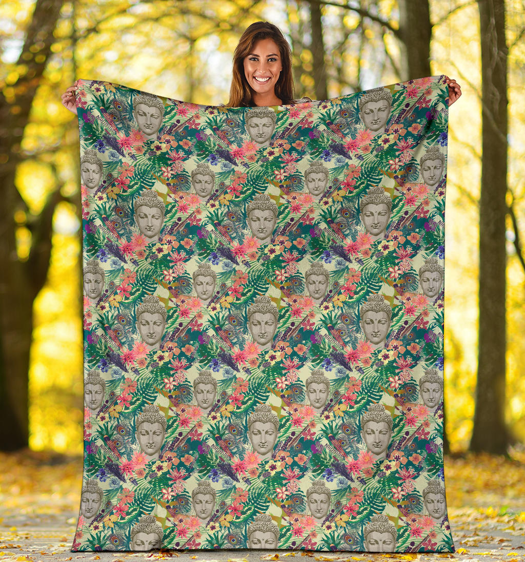 Buddha Pattern Print Design 08 Premium Blanket