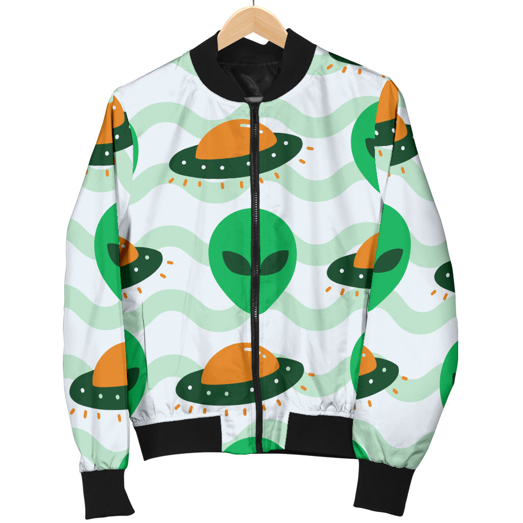 Alien UFO Pattern Print Design 04 Men Bomber Jacket
