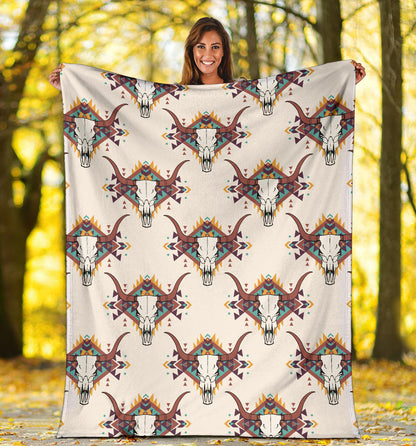 Buffalo Head Pattern Print Design 02 Premium Blanket