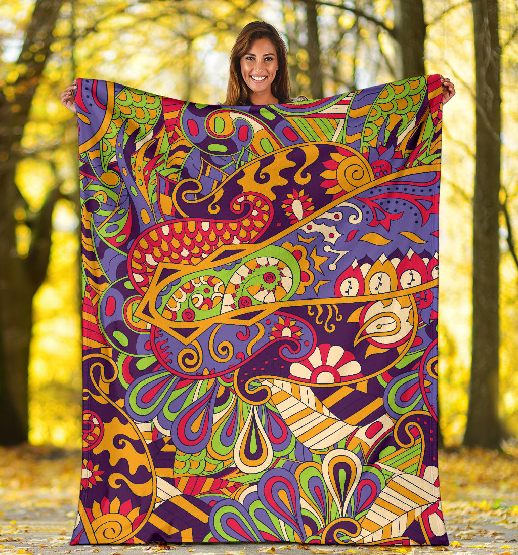 Funky Retro Pattern Print Design A04 Premium Blanket