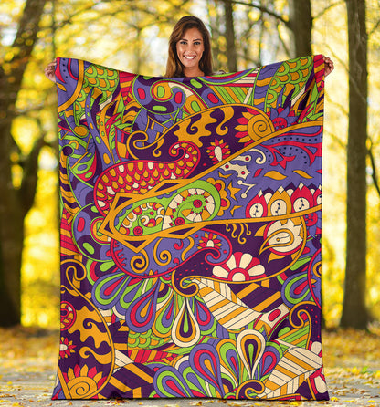 Funky Retro Pattern Print Design A04 Premium Blanket