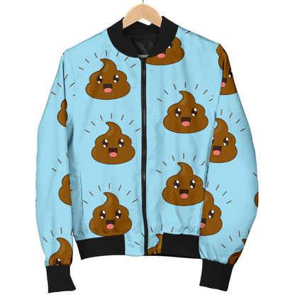 Poop Emoji Pattern Print Design A03 Men Bomber Jacket