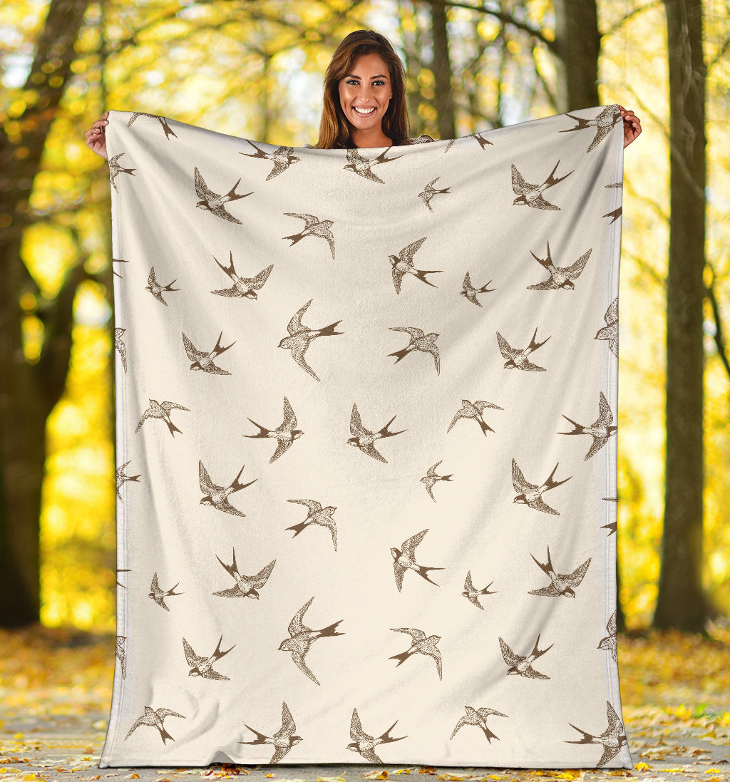 Swallow Bird Pattern Print Design 01 Premium Blanket